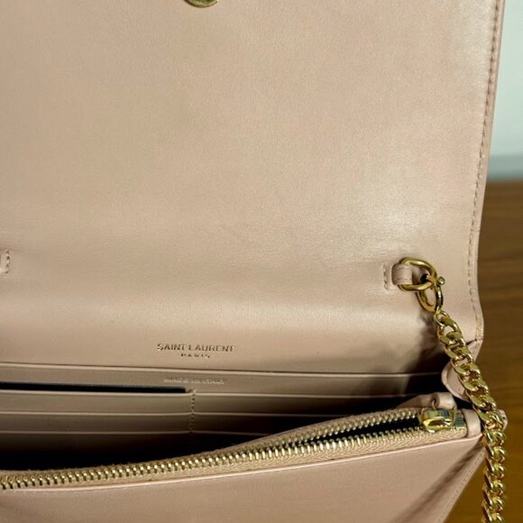 Authentic Yves Saint Laurent Beige Leather Kate Tassel Wallet on Chain Bag - Picture 6 of 10